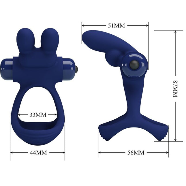 PRETTY LOVE - INEL VIBRATOR DUBLU FRANCISCO, ALBASTRU, IEPURE