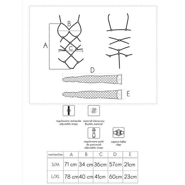 LIVCO CORSETTI FASHION - THIARA LC 20213 SET BODY + CIORAPI NEGRI S/M
