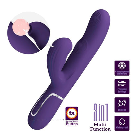 PRETTY LOVE - VIBRATOR PERLITA PENTRU PUNCT G 3 ÎN 1 MULTIFUNCȚIONAL MOV