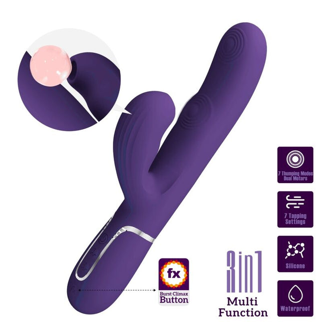 PRETTY LOVE - VIBRATOR PERLITA PENTRU PUNCT G 3 ÎN 1 MULTIFUNCȚIONAL MOV