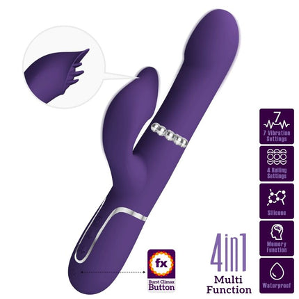 PRETTY LOVE - VIBRATOR ZALIN RABBIT CU PERLE 4 ÎN 1 MOV