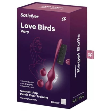 SATISFYER - BILE VIBRANTE LOVE BIRDS VARY, APLICAȚIE GRATUITĂ, VIN ROȘU