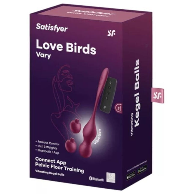 SATISFYER - BILE VIBRANTE LOVE BIRDS VARY, APLICAȚIE GRATUITĂ, VIN ROȘU
