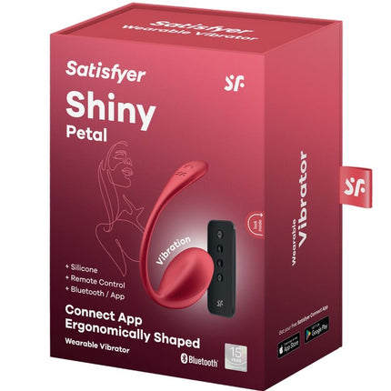 SATISFYER - STIMULATOR CU TELECOMANDĂ SHINY PETAL G POINT ROȘU, APLICAȚIE GRATUITĂ