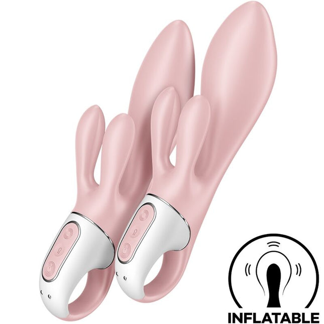 SATISFYER - VIBRATOR GONFLABIL IEPURE CU POMPA DE AER BUNNY 3 ROZ