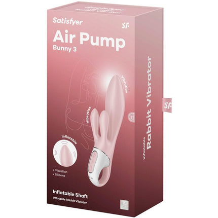 SATISFYER - VIBRATOR GONFLABIL IEPURE CU POMPA DE AER BUNNY 3 ROZ