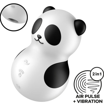 SATISFYER - STIMULATOR ȘI VIBRATOR POCKET PANDA ALB-NEGRU