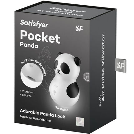 SATISFYER - STIMULATOR ȘI VIBRATOR POCKET PANDA ALB-NEGRU