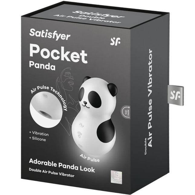 SATISFYER - STIMULATOR ȘI VIBRATOR POCKET PANDA ALB-NEGRU
