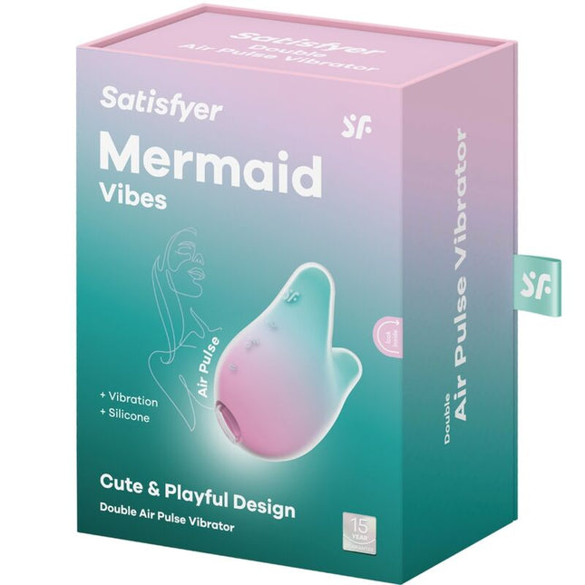 SATISFYER - STIMULATOR ȘI VIBRATOR MERMAID VIBES MENTĂ ȘI ROZ