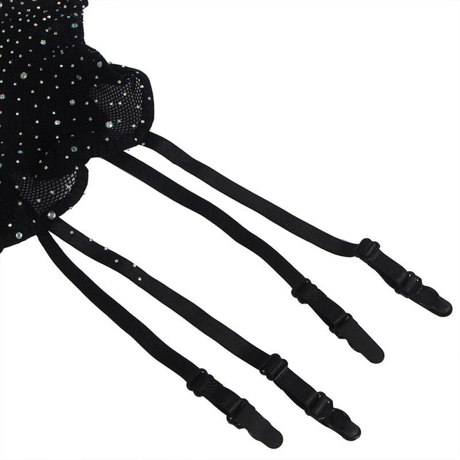 SUBBLIME - 952174 Ciorapi de corp plasă cu mănuși și romburi, negru, mărime unică