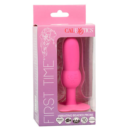 CALEXOTICS - SONDA CU MĂRGELE PENTRU PRIMUL PLUG ANAL, 10 VIBRAȚII, ROZ