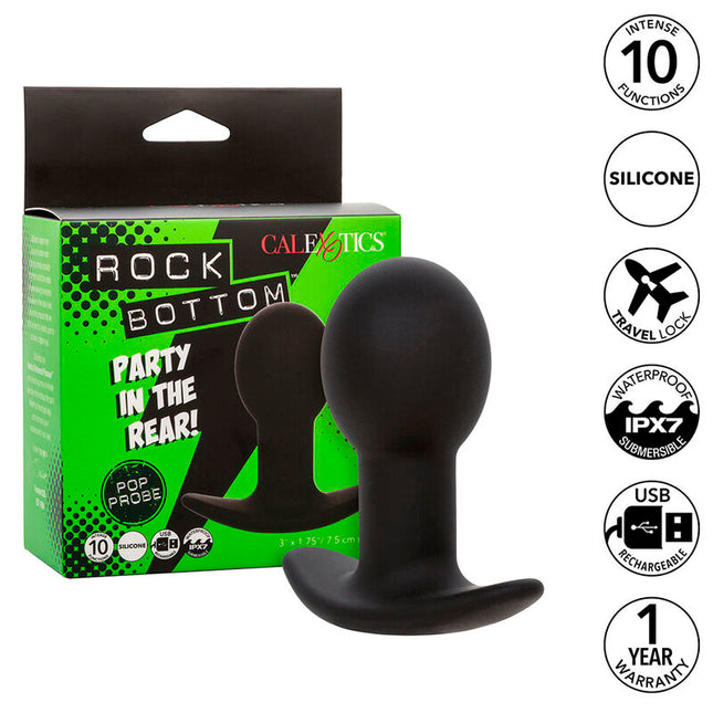 CALEXOTICS - DOP ANAL ROCK BOTTOM 10 VIBRAȚII SILICON NEGRU