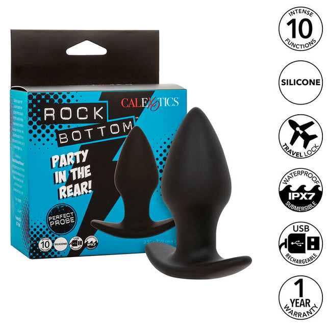 CALEXOTICS - DOP ANAL ROCK BOTTOM PERFECT 10 VIBRAȚII SILICON NEGRU