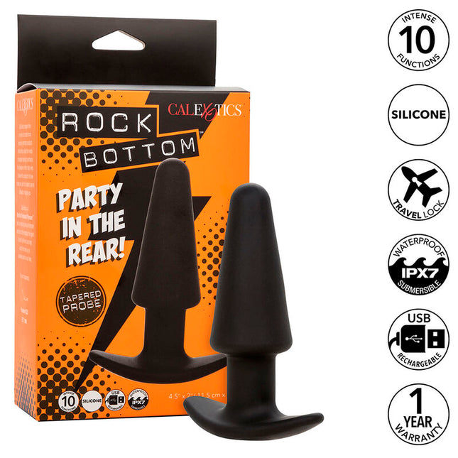 CALEXOTICS - DOP ANAL CONIC ROCK BOTTOM 10 VIBRAȚII SILICON NEGRU