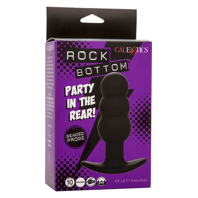 CALEXOTICS - DOP ANAL CU MĂRGELE ROCK BOTTOM 10 VIBRAȚII SILICON NEGRU