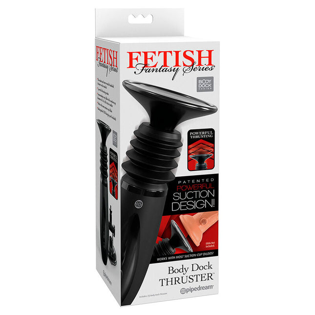 SERIA FETISH FANTASY - CLEMĂ PENTRU DILDO BODY DOCK THRUSTER CU 7 MODURI DE ÎMPINGERE, NEGRU