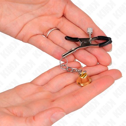 KINK - CLEMĂ PENTRU SĂRCI CU PENDANT CU CLOPOT DE AUR 6 CM