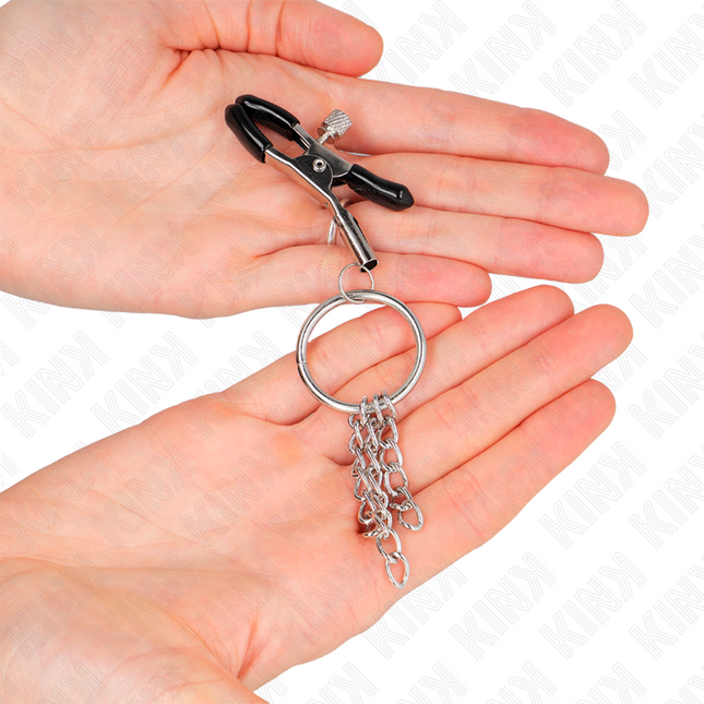 KINK - CLEMĂ PENTRU SPRÂNZĂ CU INEL O ȘI LÂNȚEL MIC ARGINTIU 6 CM