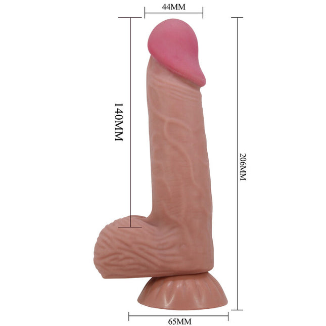 PRETTY LOVE - DILDO REALISTIC DIN SERIA SLIDING SKIN CU VENTUZĂ CULISANTĂ DIN PIELE MARO 20,6 CM