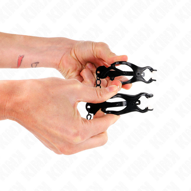 KINK - CLEMĂ JAPONEZĂ PENTRU SĂRCI CU TRIFOI ȘI LANȚ NEGRE 30 CM