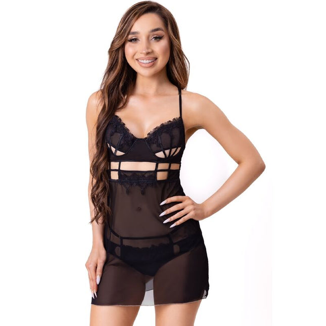LIVCO CORSETTI FASHION - MAIA 20247 CHILOȚI BABYDOLL + TANGA NEGRU M/M