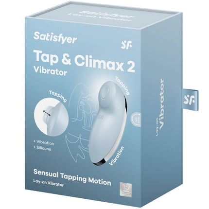 SATISFYER - VIBRATOR ȘI STIMULATOR TAP &amp; CLIMAX 2 ALBASTRU