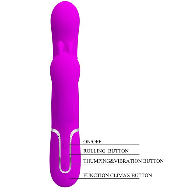 PRETTY LOVE - VIBRATOR TRIPLU CAMMY MULTIFUNCȚIONAL 4 ÎN 1 ROZ