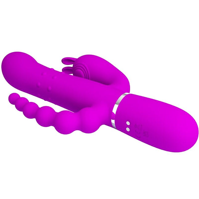 PRETTY LOVE - VIBRATOR TRIPLU CAMMY MULTIFUNCȚIONAL 4 ÎN 1 ROZ