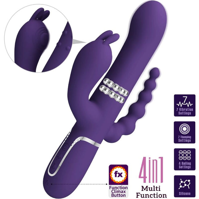 PRETTY LOVE - VIBRATOR TRIPLU CAMMY MULTIFUNCȚIONAL 4 ÎN 1 MOV