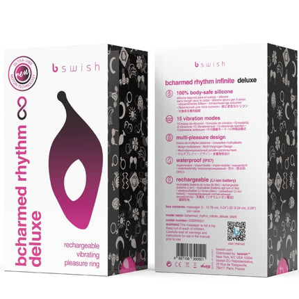 B SWISH - INEL DE PENIS BCHARMED RHYTHM INFINITE DELUXE 15 VIBRAȚII NEGRU