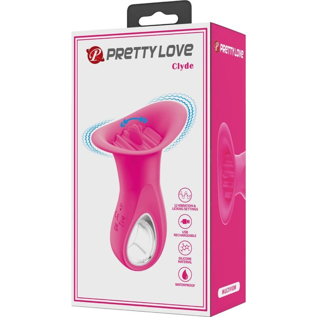PRETTY LOVE - VIBRATOR ORAL CLYDE CU LIMBĂ VIBRANTĂ 12 VIBRAȚII ROZ