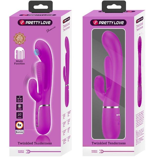 PRETTY LOVE - VIBRATOR TRIPLU IEPURE SHANIA MULTIFUNCȚIONAL ROZ