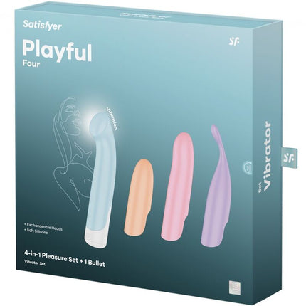 SATISFYER - SET DE PATRU VIBRATOARE JUCANUȚE 4 ÎN 1 + POWER BULLET