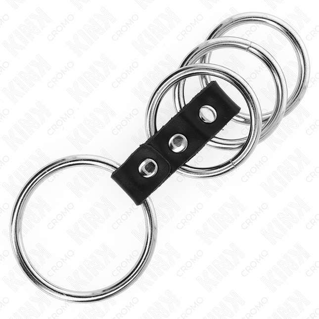 KINK - 4 INELE METALICE PENTRU PENIS DE 3,7 CM LA 5 CM CONECTATE CU PIELE