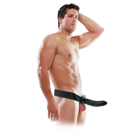 SERIA FETISH FANTASY - PENIS CU ȘINGERĂ GOALĂ DE 19 CM, NEGRU