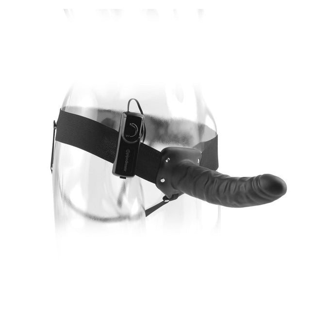 SERIA FETISH FANTASY - PENIS VIBRANT CU ȘINERĂ, 19 CM, NEGRU