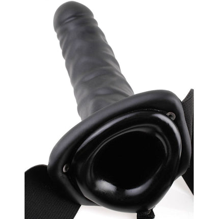 SERIA FETISH FANTASY - PENIS VIBRANT CU ȘINERĂ, 19 CM, NEGRU