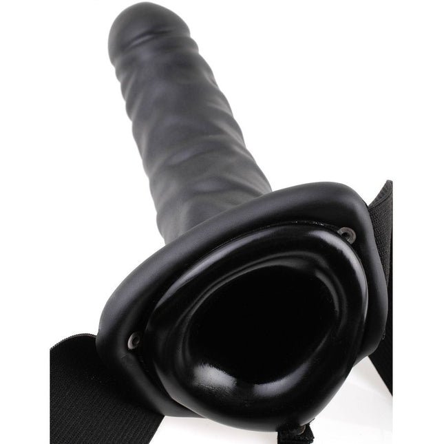 SERIA FETISH FANTASY - PENIS VIBRANT CU ȘINERĂ, 19 CM, NEGRU