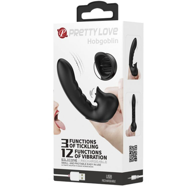 PRETTY LOVE - HUSA VIBRATOARE PENTRU DEGET HOBGOBLIN 12 VIBRAȚII + STIMULATOR DE CLITORIS NEGRU