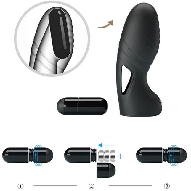 PRETTY LOVE - VIBRATOR PENTRU DEGET ALAN DIN SILICON, NEGRU