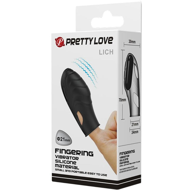 PRETTY LOVE - VIBRATOR PENTRU DEGET DIN SILICON LICH NEGRU