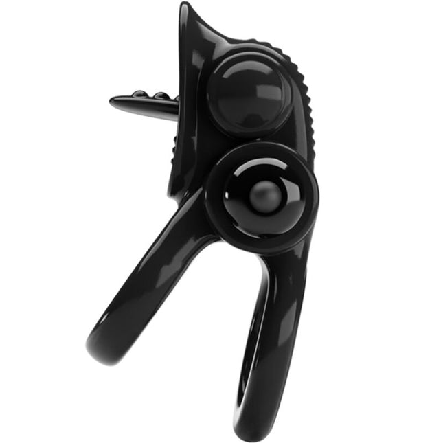 PRETTY LOVE - PASSIONATE RING INEL VIBRATOR DUBLU + STIMULATOR DE CLITORIS NEGRU