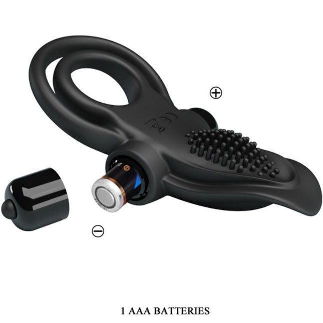 PRETTY LOVE - INEL VIBRATOR DUBLU + STIMULATOR DE CLITORIS 10 VIBRAȚII NEGRU