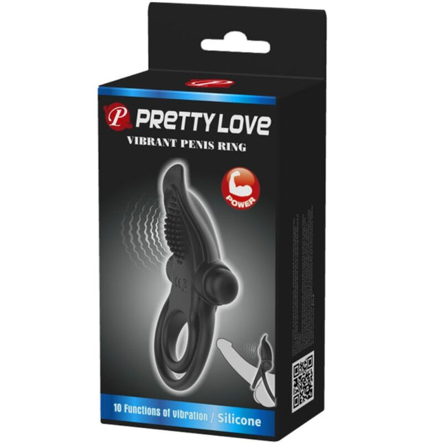 PRETTY LOVE - INEL VIBRATOR DUBLU + STIMULATOR DE CLITORIS 10 VIBRAȚII NEGRU