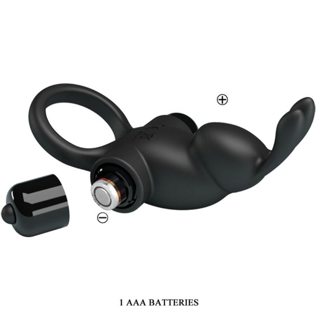 PRETTY LOVE - INEL VIBRATOR + STIMULATOR DE CLITORIS IEPURE 10 VIBRAȚII NEGRU