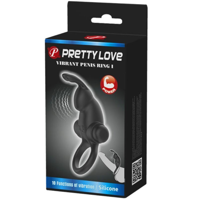 PRETTY LOVE - INEL VIBRATOR + STIMULATOR DE CLITORIS IEPURE 10 VIBRAȚII NEGRU
