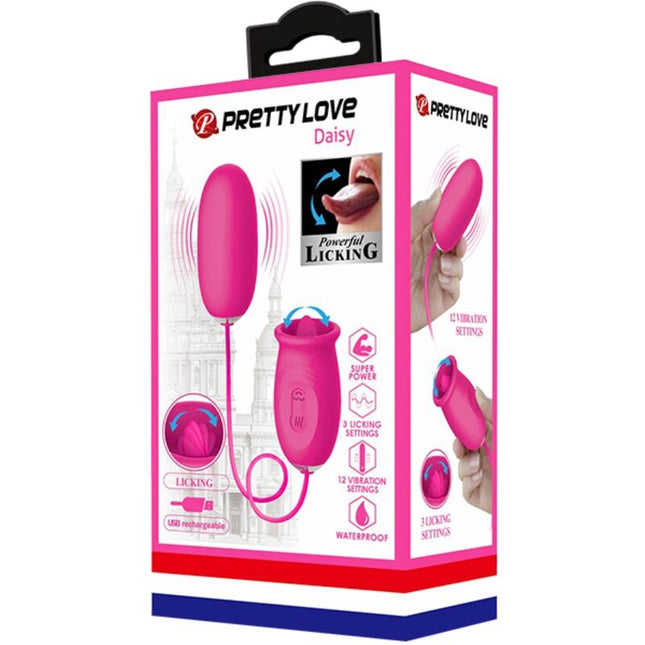 PRETTY LOVE - OU VIBRATOR DAISY + LIMBĂ ROZ PENTRU STIMULAREA CLITORISULUI