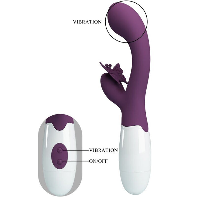 PRETTY LOVE - VIBRATOR BUTTERFLY KISS RABBIT ȘI STIMULATOR PUNCT G MOV