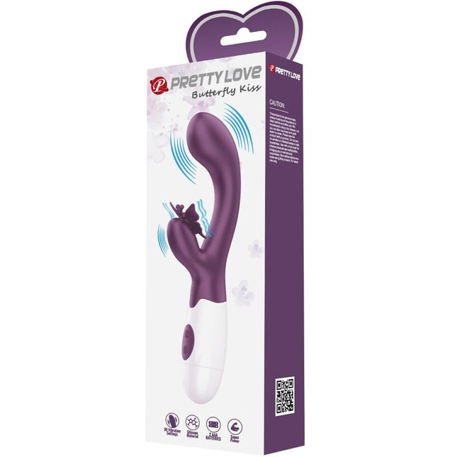 PRETTY LOVE - VIBRATOR BUTTERFLY KISS RABBIT ȘI STIMULATOR PUNCT G MOV